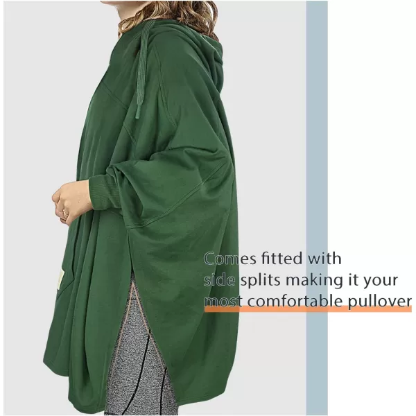 imageCatalonia Oversized Lightweight Summer Poncho for Women Casual Hoodie Cape Batwing Coat Pullover Sweatshirt BlanketGreen