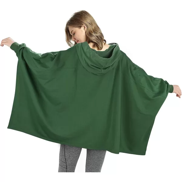 imageCatalonia Oversized Lightweight Summer Poncho for Women Casual Hoodie Cape Batwing Coat Pullover Sweatshirt BlanketGreen