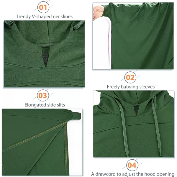 imageCatalonia Oversized Lightweight Summer Poncho for Women Casual Hoodie Cape Batwing Coat Pullover Sweatshirt BlanketGreen