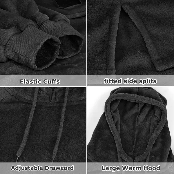 imageCatalonia Womens Sherpa Hoodie Sweatshirt Dress Casual Snuggle Wearable Blanket Pullover Sweater with Kangaroo Pocket Warm and Soft Gift for Her BlackBlackhoodie Dress