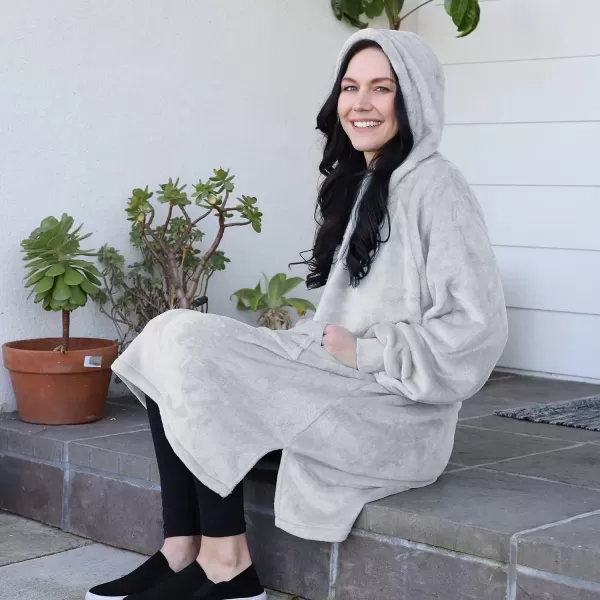 imageCatalonia Womens Sherpa Hoodie Sweatshirt Dress Casual Snuggle Wearable Blanket Pullover Sweater with Kangaroo Pocket Warm and Soft Gift for Her BlackDove Greyhoodie Dress