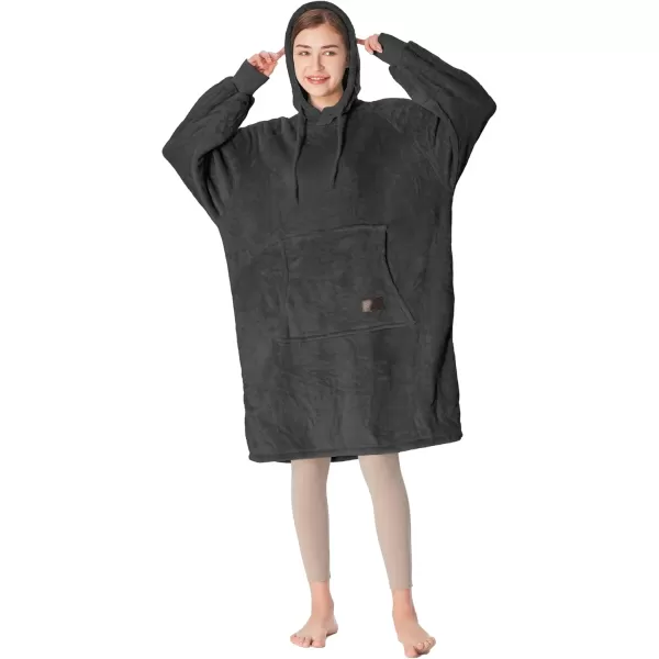 imageCatalonia Womens Sherpa Hoodie Sweatshirt Dress Casual Snuggle Wearable Blanket Pullover Sweater with Kangaroo Pocket Warm and Soft Gift for Her BlackBlackhoodie Dress