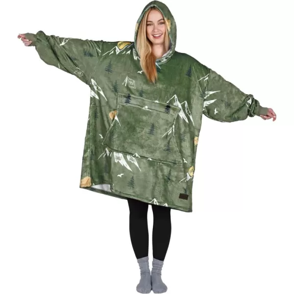 imageCatalonia Oversized Blanket Hoodie Sweatshirt Fleece Pullover with Large Front Pocket for Adults Men WomenCamping Green