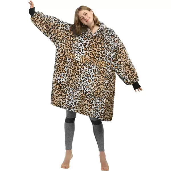 imageCatalonia Oversized Blanket Hoodie Sweatshirt Fleece Pullover with Large Front Pocket for Adults Men WomenCheetah  Fleece