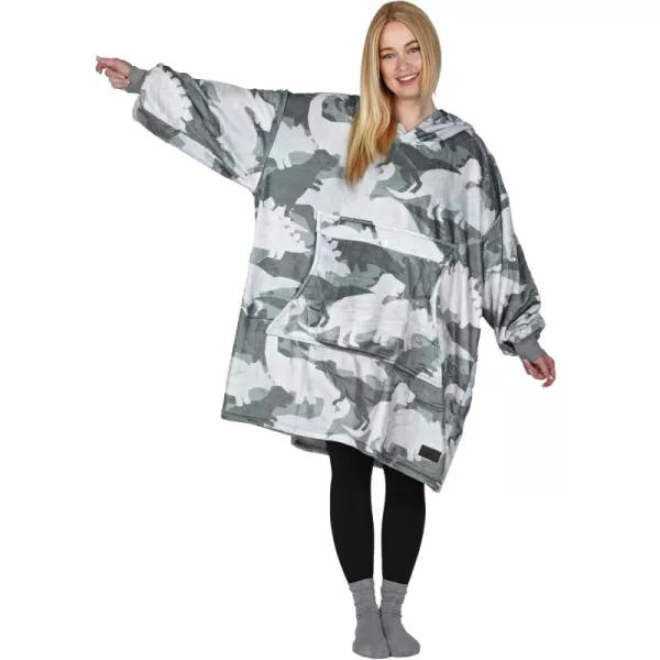 imageCatalonia Oversized Blanket Hoodie Sweatshirt Fleece Pullover with Large Front Pocket for Adults Men WomenDinosaur Grey