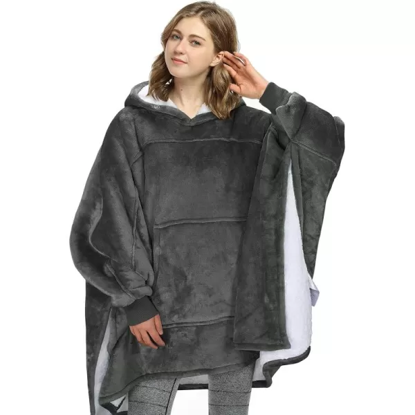 imageCatalonia Oversized Hoodie Sweatshirt Poncho Casual Hoodie Cape Batwing Coat Pullover Blanket  Fluffy Sherpa Comfortable Roomy  Gift for Adults Women MenGrey