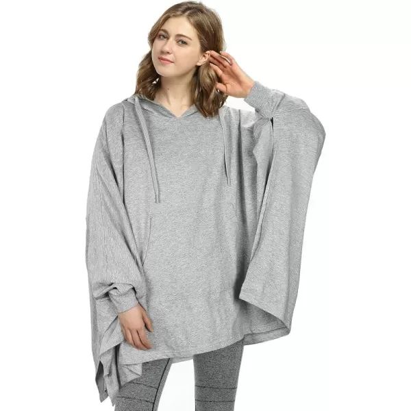 imageCatalonia Oversized Lightweight Summer Poncho for Women Casual Hoodie Cape Batwing Coat Pullover Sweatshirt BlanketGray