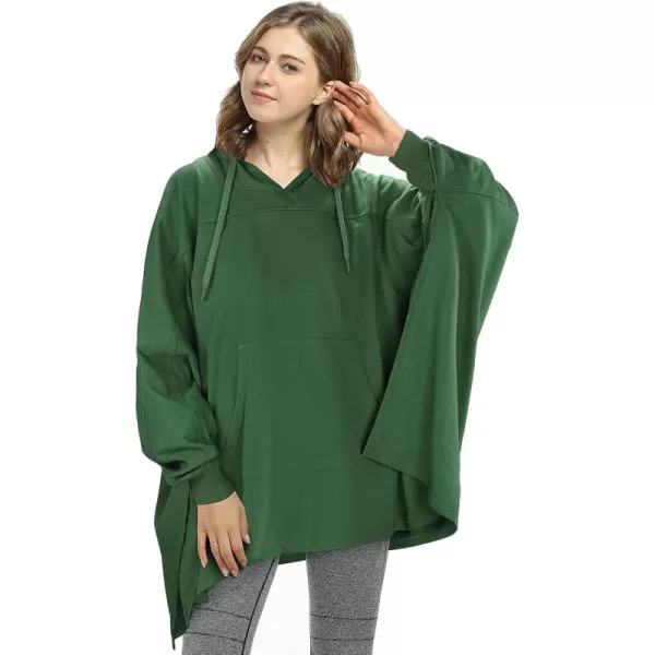 imageCatalonia Oversized Lightweight Summer Poncho for Women Casual Hoodie Cape Batwing Coat Pullover Sweatshirt BlanketGreen