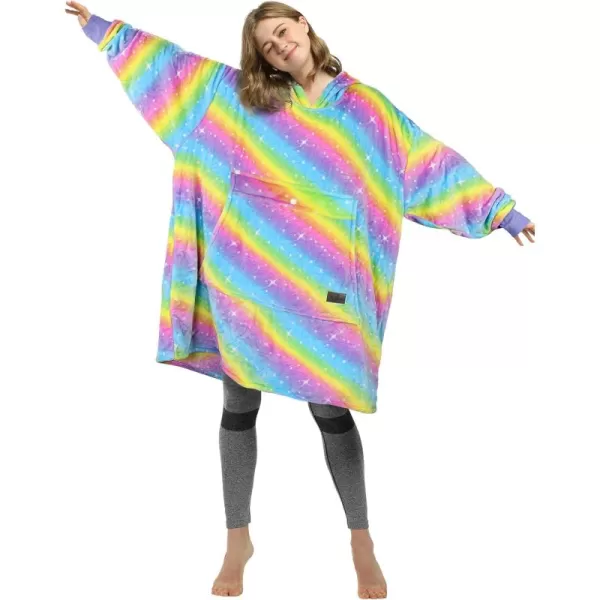 imageCatalonia Rainbow Oversized Blanket Hoodie Sweatshirt Wearable Fleece Pullover for Adults Men Women