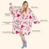 imageCatalonia Oversized Blanket Hoodie Sweatshirt Wearable Sherpa Lounging Pullover for Adults Women MenLove Art Pink
