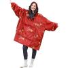 imageCatalonia Oversized Blanket Hoodie Sweatshirt Wearable Sherpa Lounging Pullover for Adults Women MenXmas Dachshund Wine