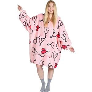 imageCatalonia Oversized Blanket Hoodie Sweatshirt Wearable Sherpa Lounging Pullover for Adults Women MenLove Art Pink