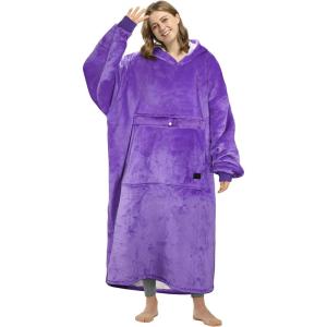 imageCatalonia Oversized Blanket Hoodie Sweatshirt Wearable Sherpa Lounging Pullover for Adults Women MenPurpleExtra Long