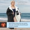 imageCatalonia Swim Parka for Women Men Lightweight Surf Swim Jacket Oversized Waterproof Warm Swim Coat Changing Poncho RobeBlack