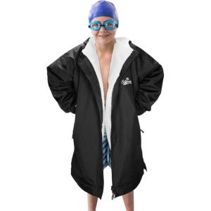 imageCatalonia Kids Waterproof Swim Parka with Hood Windproof Fleece Swim Jacket Warm Winter Swim Coat Perfect for Beach PoolBlack