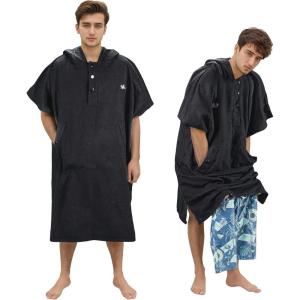 imageCatalonia Hooded Surf Poncho Changing Towel Robe with Pocket Quick Dry Swim Pool Towel for Adults Men Women Summer Beach Poncho Robe for Surfing Swimming Camping Army GreenBlack