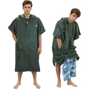 imageCatalonia Hooded Surf Poncho Changing Towel Robe with Pocket Quick Dry Swim Pool Towel for Adults Men Women Summer Beach Poncho Robe for Surfing Swimming Camping Army GreenArmy Green