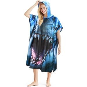 imageCatalonia Surf Poncho Changing Towel Robe  QuickDry Microfiber Hooded Beach Cover Up Summer Wetsuit Change RobeShark