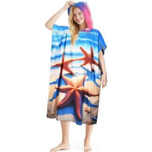 imageCatalonia Surf Poncho Changing Towel Robe  QuickDry Microfiber Hooded Beach Cover Up Summer Wetsuit Change RobeStarfish