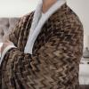 imageCatalonia Navy Blue Sherpa Throws Blanket Super Soft Comfy Fluffy Fuzzy Fleece Plush Blanket for Sofa Couch Bed Reversible All Season for Senior AdultsChevron Brown