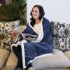 imageCatalonia Navy Blue Sherpa Throws Blanket Super Soft Comfy Fluffy Fuzzy Fleece Plush Blanket for Sofa Couch Bed Reversible All Season for Senior AdultsDark Blue