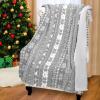 imageRed Sherpa Throw Blanket Super Soft Warm Fuzzy Comfy Snowflake Blankets Reversible Fluffy Throws Holiday Theme Blanket 50X60 inchesGray