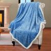 imageRed Sherpa Throw Blanket Super Soft Warm Fuzzy Comfy Snowflake Blankets Reversible Fluffy Throws Holiday Theme Blanket 50X60 inchesMelange Blue