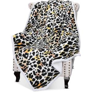 imageCatalonia Dog Print Sherpa Fleece Throw Blanket Soft Mink Plush Couch Blanket Fuzzy Fluffy Comfy Warm Throws Comfort Caring Gift 50x60 inches GreyCheetahmulti Color