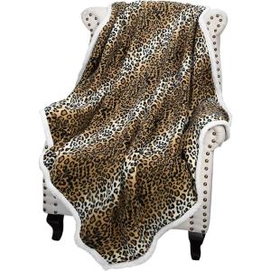 imageCatalonia Dog Print Sherpa Fleece Throw Blanket Soft Mink Plush Couch Blanket Fuzzy Fluffy Comfy Warm Throws Comfort Caring Gift 50x60 inches GreyCheetah