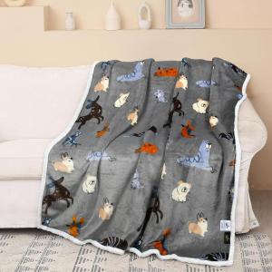 imageCatalonia Dog Print Sherpa Fleece Throw Blanket Soft Mink Plush Couch Blanket Fuzzy Fluffy Comfy Warm Throws Comfort Caring Gift 50x60 inches GreyDog Grey