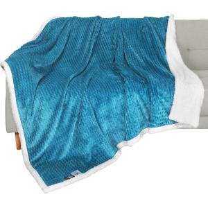 imageCatalonia Navy Blue Sherpa Throws Blanket Super Soft Comfy Fluffy Fuzzy Fleece Plush Blanket for Sofa Couch Bed Reversible All Season for Senior AdultsBlue