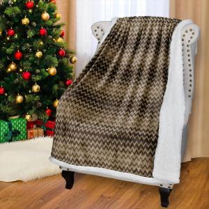 imageCatalonia Navy Blue Sherpa Throws Blanket Super Soft Comfy Fluffy Fuzzy Fleece Plush Blanket for Sofa Couch Bed Reversible All Season for Senior AdultsChevron Brown