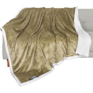imageCatalonia Navy Blue Sherpa Throws Blanket Super Soft Comfy Fluffy Fuzzy Fleece Plush Blanket for Sofa Couch Bed Reversible All Season for Senior AdultsMocha