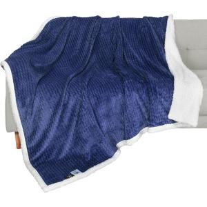 imageCatalonia Navy Blue Sherpa Throws Blanket Super Soft Comfy Fluffy Fuzzy Fleece Plush Blanket for Sofa Couch Bed Reversible All Season for Senior AdultsDark Blue