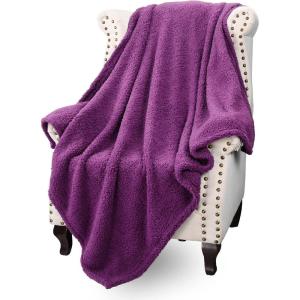 imageCatalonia Sherpa Throw Blanket Fuzzy Snuggle Blanket for Camping Traveling Couch Bed Super Soft Light Weight Reversible All Season Use Valentines Day Gift 50x60 inchesViolet