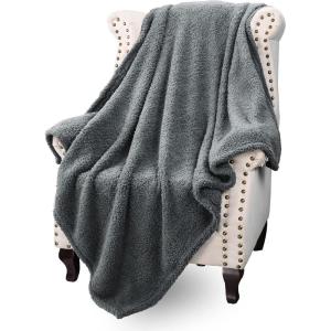 imageCatalonia Sherpa Throw Blanket Fuzzy Snuggle Blanket for Camping Traveling Couch Bed Super Soft Light Weight Reversible All Season Use Valentines Day Gift 50x60 inchesCharcoal