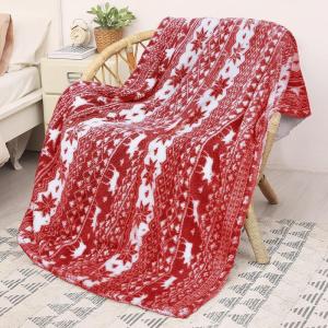 imageRed Sherpa Throw Blanket Super Soft Warm Fuzzy Comfy Snowflake Blankets Reversible Fluffy Throws Holiday Theme Blanket 50X60 inchesRed