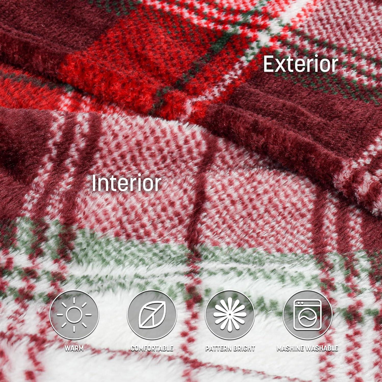 imageCatalonia Wearable Blanket with Sleeves and Pocket Cozy Soft Fleece Mink Micro Plush Wrap Throws Blanket Robe for Women and MenRed Plaid