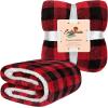 imageCatalonia Buffalo Plaid Sherpa Throw Blanket Red Black Checkered Holiday Throws for Couch Sofa Cabin Decor  Soft Warm Comfy Fuzzy Snuggle  80x60 Inches Christmas BlanketRed
