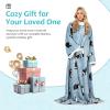imageCatalonia Sherpa Wearable Blanket with Sleeves Arms Super Soft Warm Comfy Large Fleece Plush Sleeved TV Throws Wrap Robe Blanket for Adult Women and MenWondercat Grey
