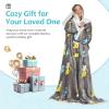 imageCatalonia Sherpa Wearable Blanket with Sleeves Arms Super Soft Warm Comfy Large Fleece Plush Sleeved TV Throws Wrap Robe Blanket for Adult Women and MenBanana Cat Gray