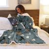 imageCatalonia Sherpa Wearable Blanket with Sleeves Arms Super Soft Warm Comfy Large Fleece Plush Sleeved TV Throws Wrap Robe Blanket for Adult Women and MenDog Grey