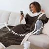 imageCatalonia Sherpa Wearable Blanket with Sleeves Arms Super Soft Warm Comfy Large Fleece Plush Sleeved TV Throws Wrap Robe Blanket for Adult Women and MenBrown