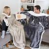 imageCatalonia Sherpa Wearable Blanket with Sleeves Arms Super Soft Warm Comfy Large Fleece Plush Sleeved TV Throws Wrap Robe Blanket for Adult Women and MenCamel