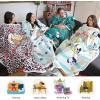 imageCatalonia Sherpa Wearable Blanket with Sleeves Arms Super Soft Warm Comfy Large Fleece Plush Sleeved TV Throws Wrap Robe Blanket for Adult Women and MenBanana Dog White