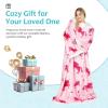 imageCatalonia Sherpa Wearable Blanket with Sleeves Arms Super Soft Warm Comfy Large Fleece Plush Sleeved TV Throws Wrap Robe Blanket for Adult Women and MenUnicorn Pink