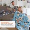 imageCatalonia Sherpa Wearable Blanket with Sleeves Arms Super Soft Warm Comfy Large Fleece Plush Sleeved TV Throws Wrap Robe Blanket for Adult Women and MenCat Blue