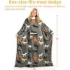 imageCatalonia Sherpa Wearable Blanket with Sleeves Arms Super Soft Warm Comfy Large Fleece Plush Sleeved TV Throws Wrap Robe Blanket for Adult Women and MenTaupe Horse
