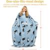 imageCatalonia Sherpa Wearable Blanket with Sleeves Arms Super Soft Warm Comfy Large Fleece Plush Sleeved TV Throws Wrap Robe Blanket for Adult Women and MenWondercat Grey