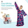 imageCatalonia Sherpa Wearable Blanket with Sleeves Arms Super Soft Warm Comfy Large Fleece Plush Sleeved TV Throws Wrap Robe Blanket for Adult Women and MenKiss Dark Blue